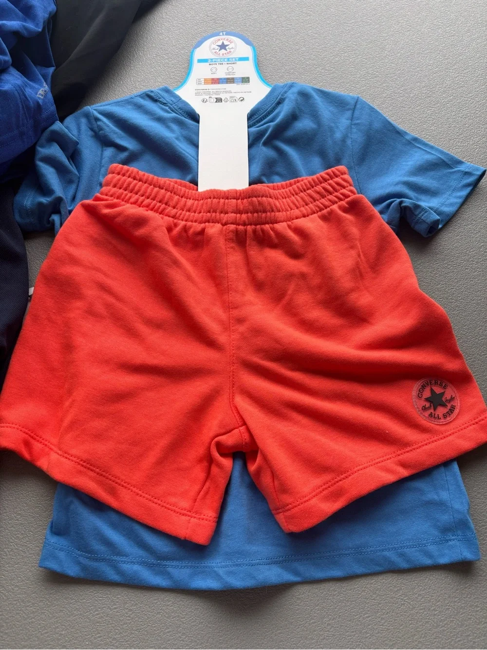 Converse Blue Kids Tee with Multicolor Puff Logo - 4T